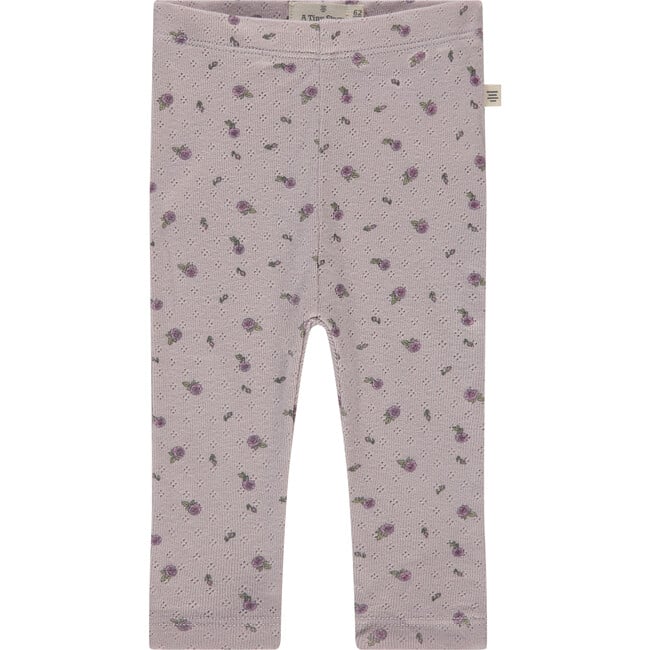 Pointelle Floral Legging, Light Mauve
