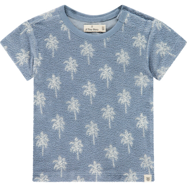 Palm Tree Terry Short Sleeve, Light Blue