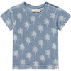 Palm Tree Terry Short Sleeve, Light Blue - T-Shirts - 1 - thumbnail