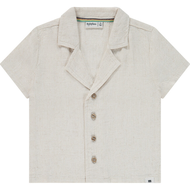 Linen Blend Button Up Shirt, Stone