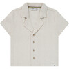 Linen Blend Button Up Shirt, Stone - Polo Shirts - 1 - thumbnail