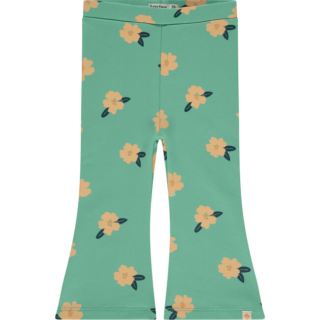 Floral Print Flared Leggings, Seafoam