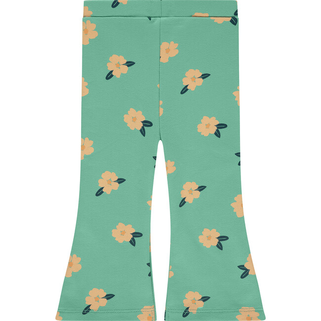 Floral Print Flared Leggings, Seafoam