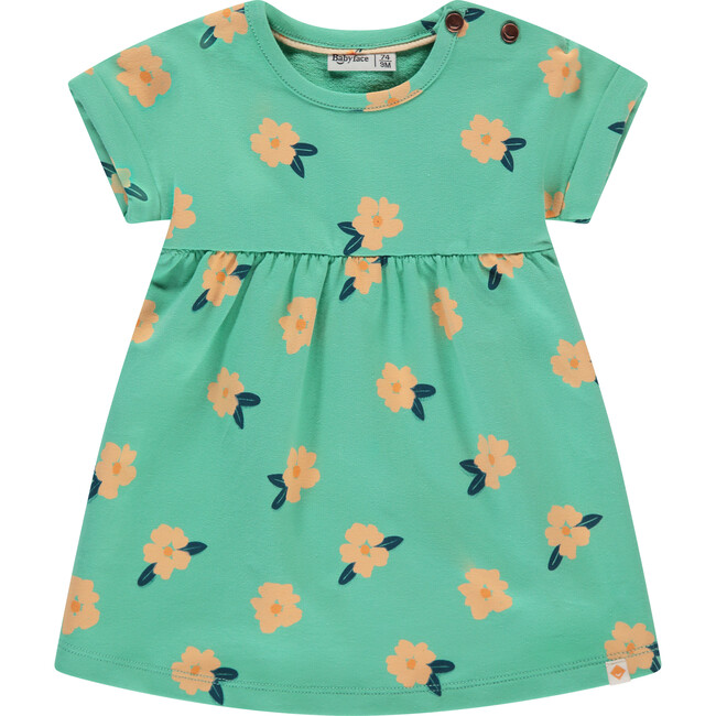 Floral Print Short Sleeve Dress, Seafoam