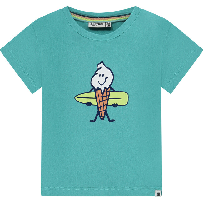 Ice Cream Surfer Graphic T-Shirt, Smaragd