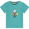 Ice Cream Surfer Graphic T-Shirt, Smaragd - T-Shirts - 1 - thumbnail