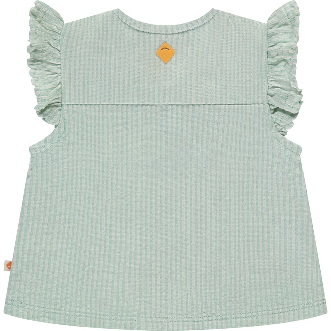 Flutter Sleeve Striped Blouse, Seafoam
