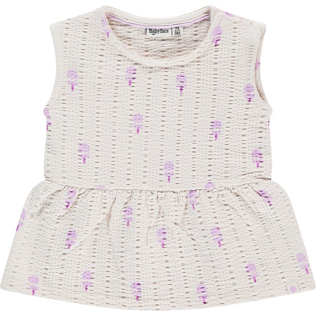 Allover Popsicle Print Peplum Top, Ivory