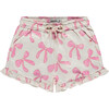 Bow Print Ruffle Shorts, Ivory - Shorts - 1 - thumbnail