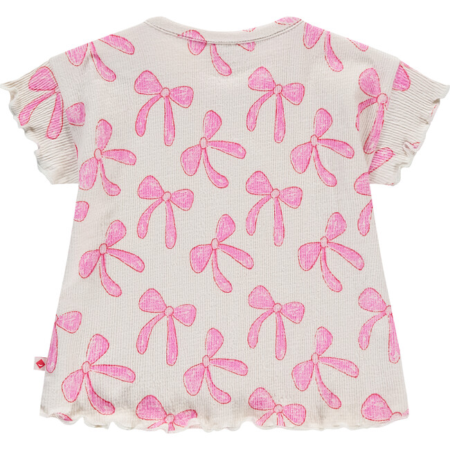 Bow Print Short Sleeve Top, Ivory