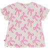Bow Print Short Sleeve Top, Ivory - T-Shirts - 2
