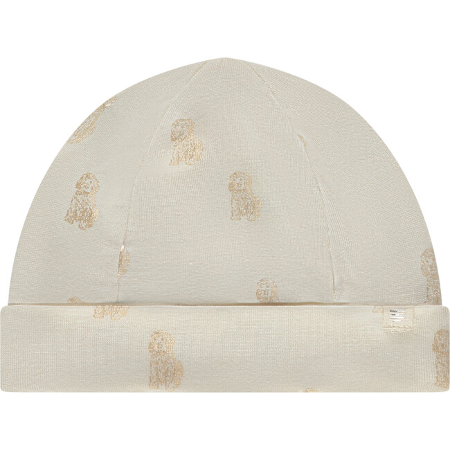 Allover Dog Print Hat, Ecru