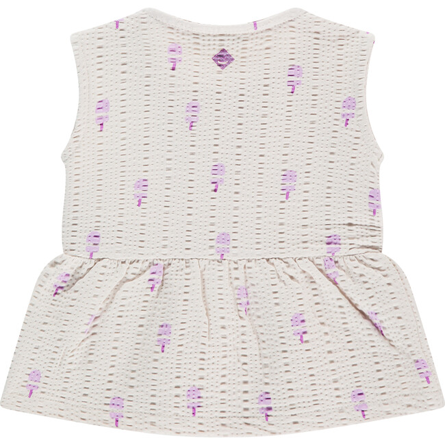 Allover Popsicle Print Peplum Top, Ivory