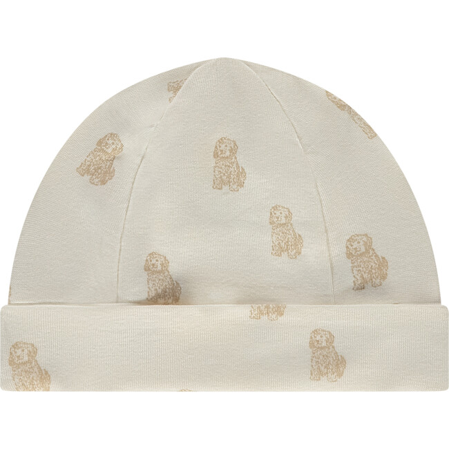 Allover Dog Print Hat, Ecru