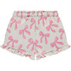 Bow Print Ruffle Shorts, Ivory - Shorts - 2