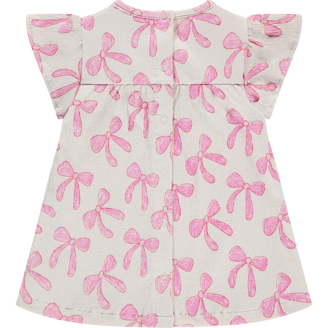Bow Print Short Sleeve Dress, Ivory