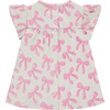 Bow Print Short Sleeve Dress, Ivory - Dresses - 2