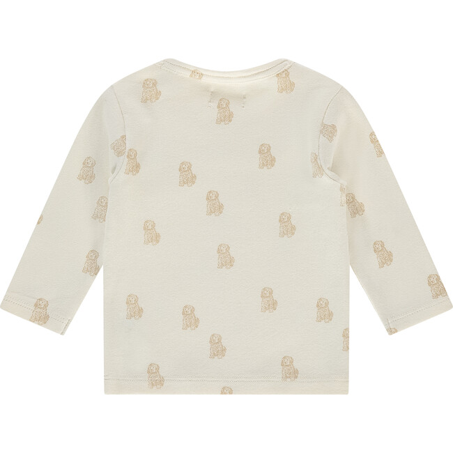 Allover Dog Print Long Sleeve, Ecru