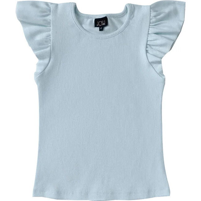 Ruffle Short Sleeve Rib Tee, Blue