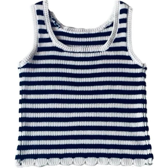 Knit Stripe Tank Top, Navy and White