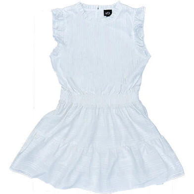 Embroidered Cotton Frilled Dress, White