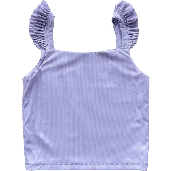 Jersey Tank Top with Ruffled Shoulder, Purple