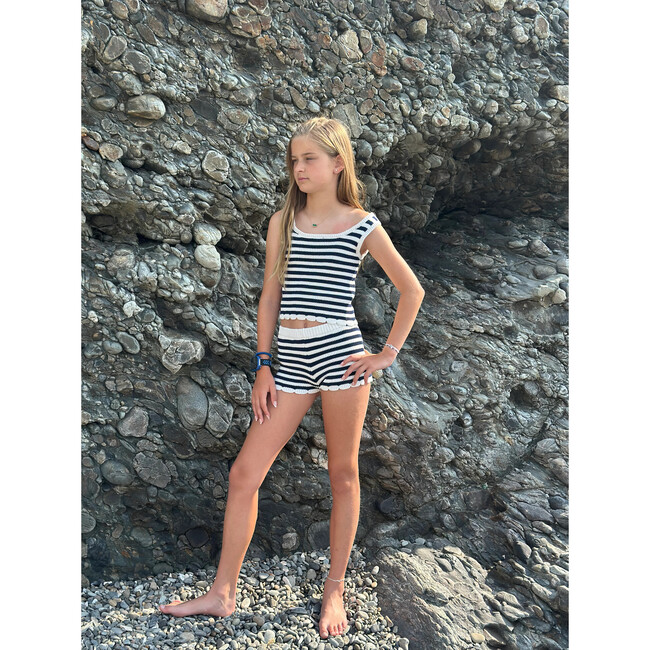 Knit Stripe Tank Top, Navy and White