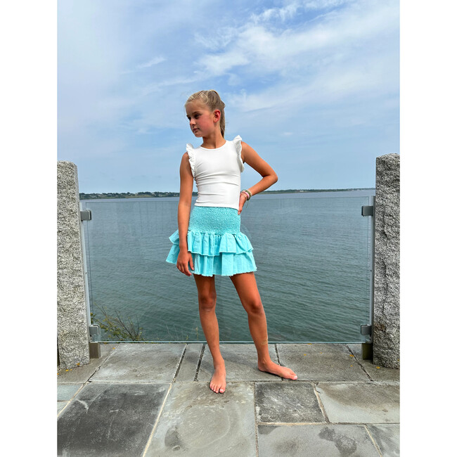 Denim Ruffled Skirt, Blue