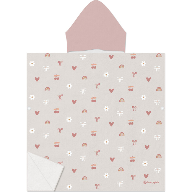Kids Hooded Beach Poncho - Quick Dry Pool & Swim Towel, Bows & Bloom