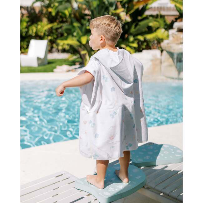 Kids Hooded Beach Poncho - Quick Dry Pool & Swim Towel, Surf Paradise