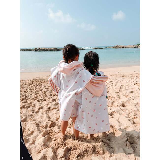 Kids Hooded Beach Poncho - Quick Dry Pool & Swim Towel, Bows & Bloom