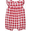 Baby Gingham Ruffle Romper, Red - Rompers - 1 - thumbnail