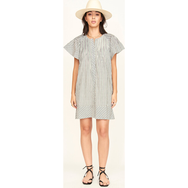 Vienna Pintuck Short Dress, Dune Stripe