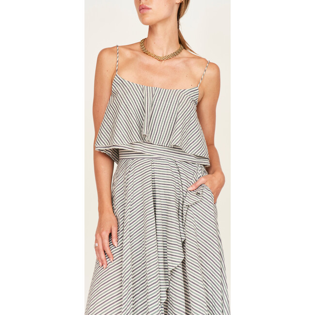 Clare Ruffle Top, Dune Stripe