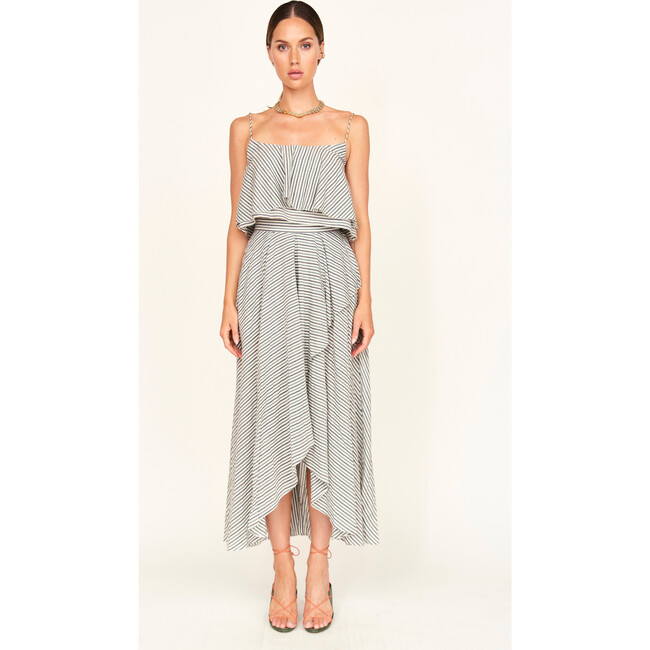 Clare Ruffle Top, Dune Stripe - Blouses - 3