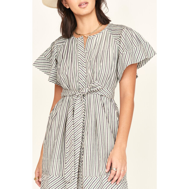 Vienna Pintuck Short Dress, Dune Stripe - Dresses - 6