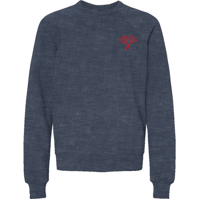 Love All Tennis Youth Crewneck Sweatshirt, Red, Heather Navy