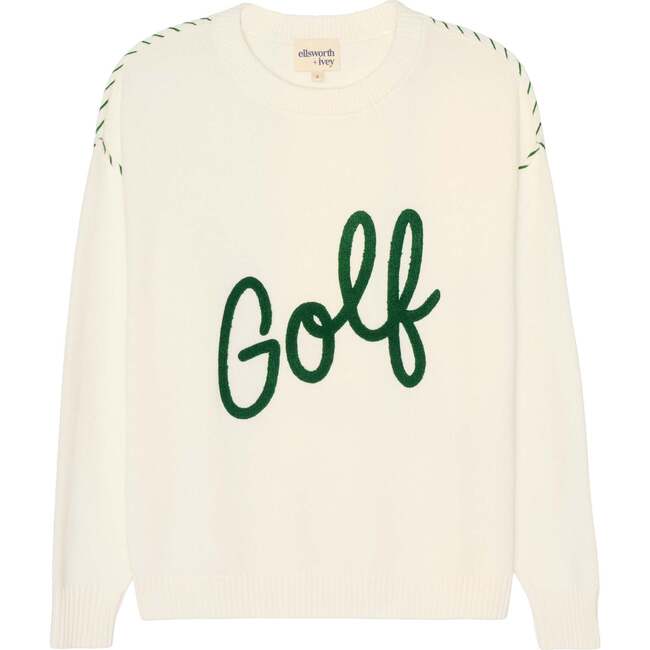 Riley Crewneck Sweater Golf Script, Ivory