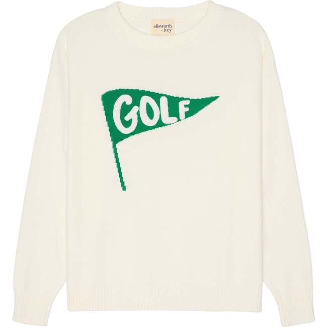 Riley Crewneck Sweater Golf Pennant, Ivory