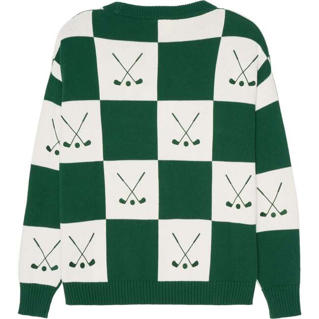 Riley Crewneck Sweater Checkered Golf, Green/Ivory