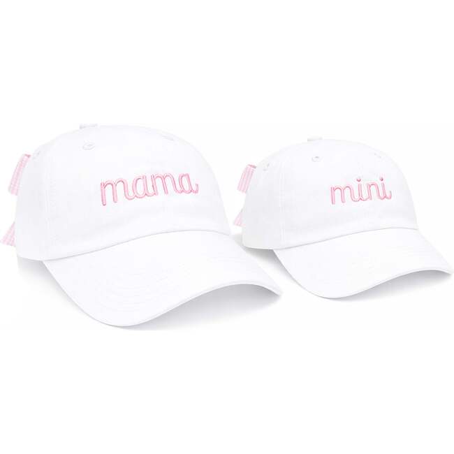 Mama & Mini Bow Baseball Hat Set, White