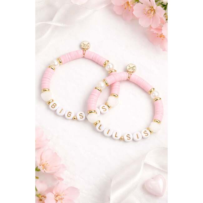 Big and Lil Sis Bracelet Set, Pink