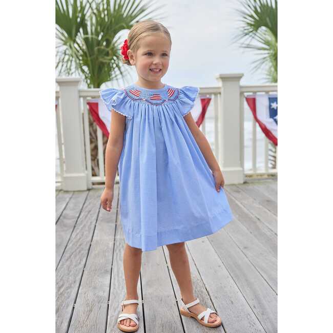 Smocked Bishop Dress, Flags