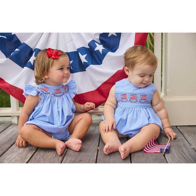 Smocked Apron Bubble, Flags - Rompers - 6
