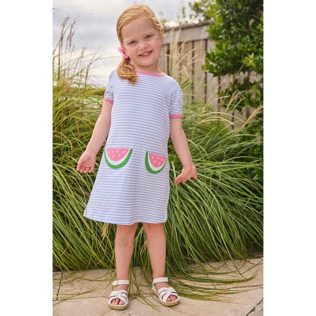 Applique Pocket T-Shirt Dress, Watermelon - Dresses - 3