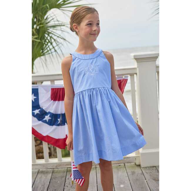 Bow Back Annie Dress, Royal Mini Gingham - Dresses - 3