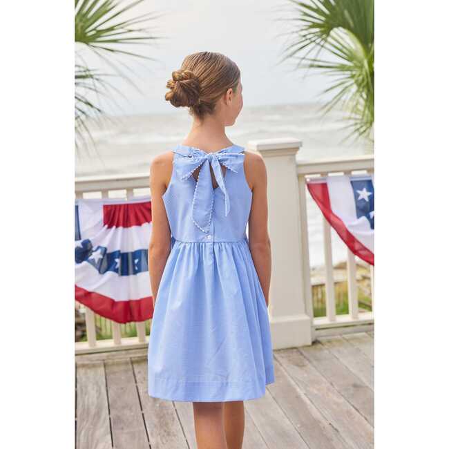 Bow Back Annie Dress, Royal Mini Gingham - Dresses - 4