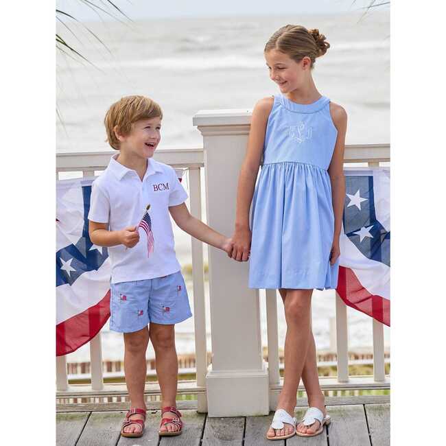 Bow Back Annie Dress, Royal Mini Gingham - Dresses - 7