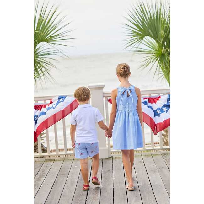 Bow Back Annie Dress, Royal Mini Gingham - Dresses - 9