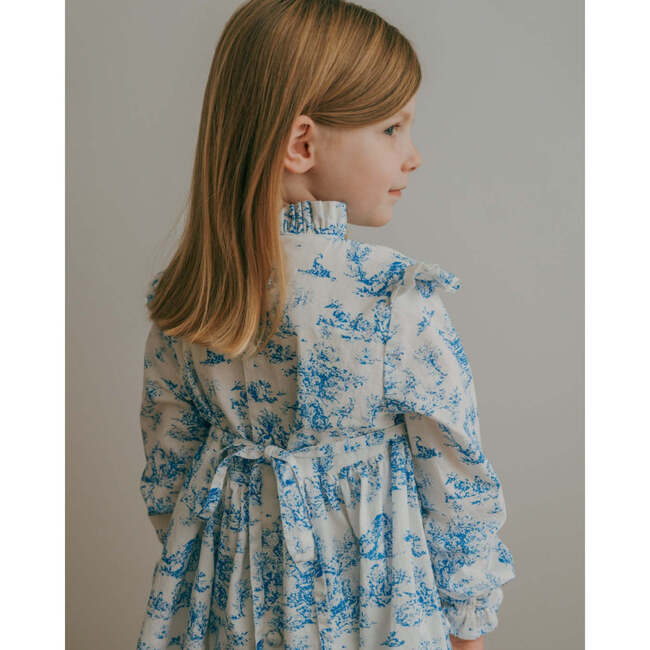 Long Sleeve Aoki Dress, Blue Toile
